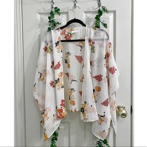 Pink floral sheer cardigan